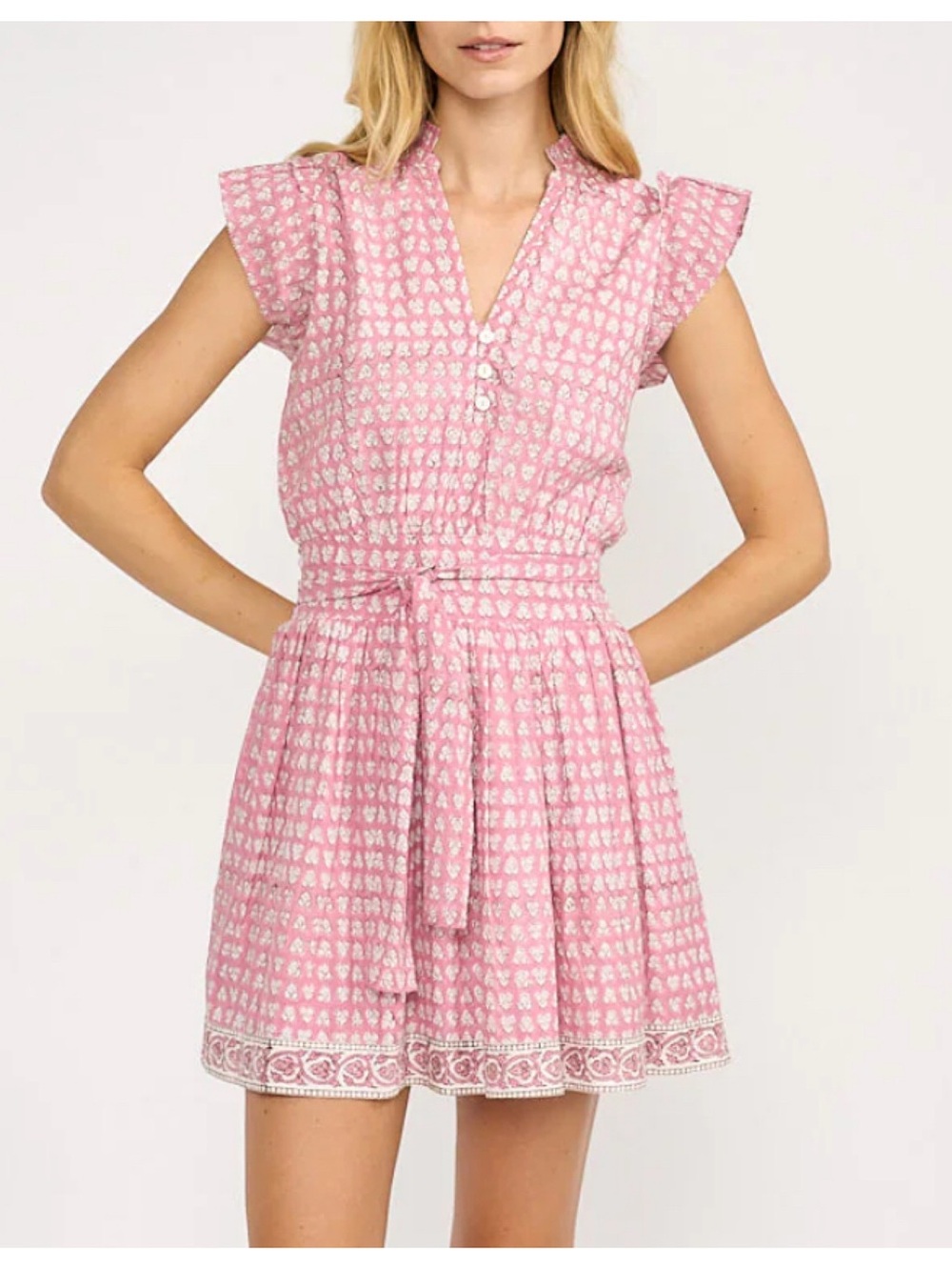 MAREA by Liz Joy Pink Printed Tie-Waist Summer Dress